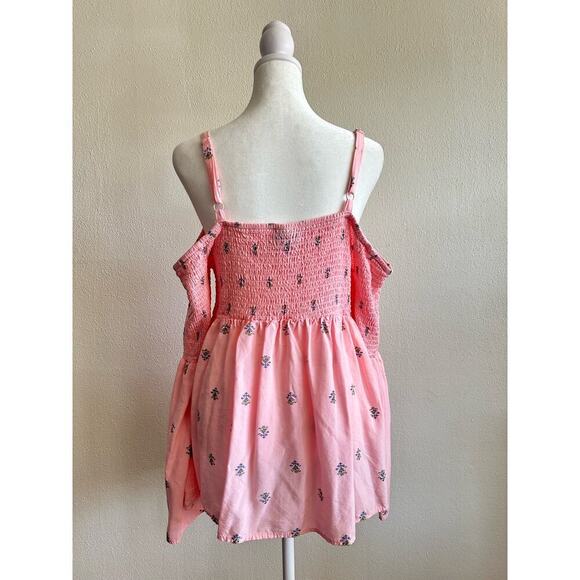 Torrid Plus Size Top Challis Cold Shoulder Smocked Blouse Off Shoulder Size 0 - Picture 4 of 7